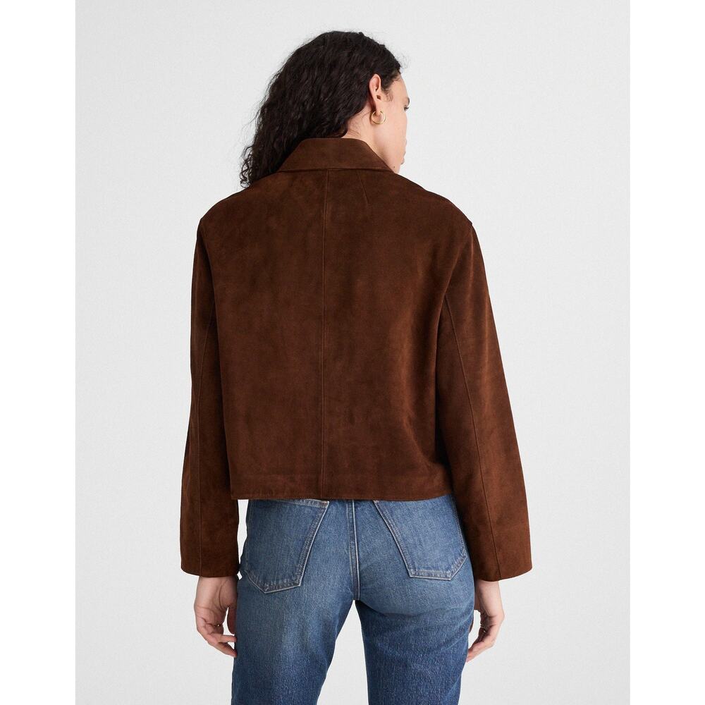 Madewell Suede Boxy-Crop Jacket In Dark Roast Suede Size XL NWT - Picture 4 of 12